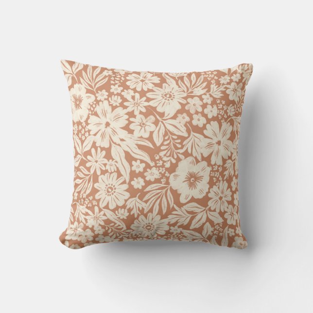 Cojín Decorativo Joanie Terracotta Floral Pillow (Anverso)