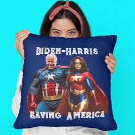 Cojín Decorativo Joe Biden y Kamala Harris como superhéroes