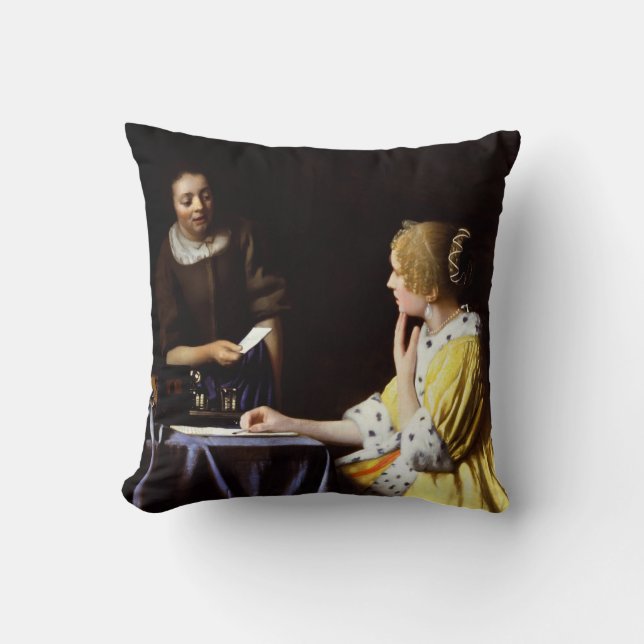 Cojín Decorativo Johannes Vermeer, amante y empleada doméstica (Anverso)