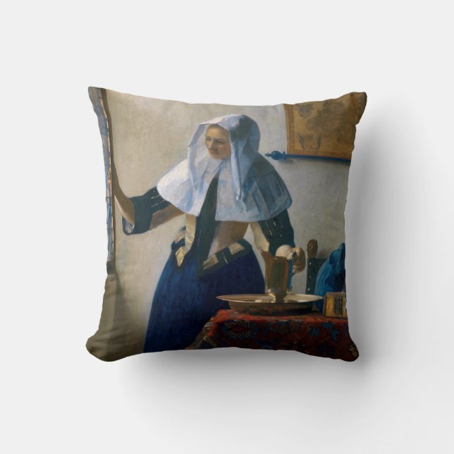 Cojín Decorativo Johannes Vermeer - Mujer con lanzador de agua (Anverso)