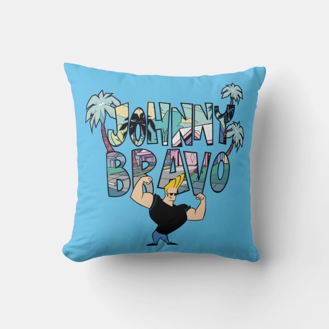 Cojín Decorativo Johnny Bravo Palm Tree Name (Anverso)