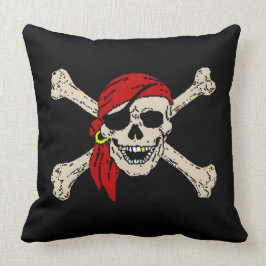 Cojín Decorativo Jolly Roger Pirate Skull Huesos Rojos Bananna más