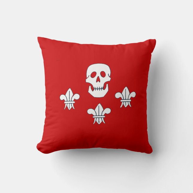COJÍN DECORATIVO JOLLY ROGER SKULL Y FLEUR DE LISE FLAG, (Anverso)