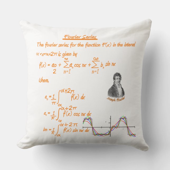 COJÍN DECORATIVO JOSÉ FOURIER Y SERIE DE FOURIER (Anverso)