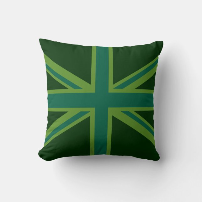 Cojín Decorativo Jota de Unión Verde azulada vibrante (Anverso)