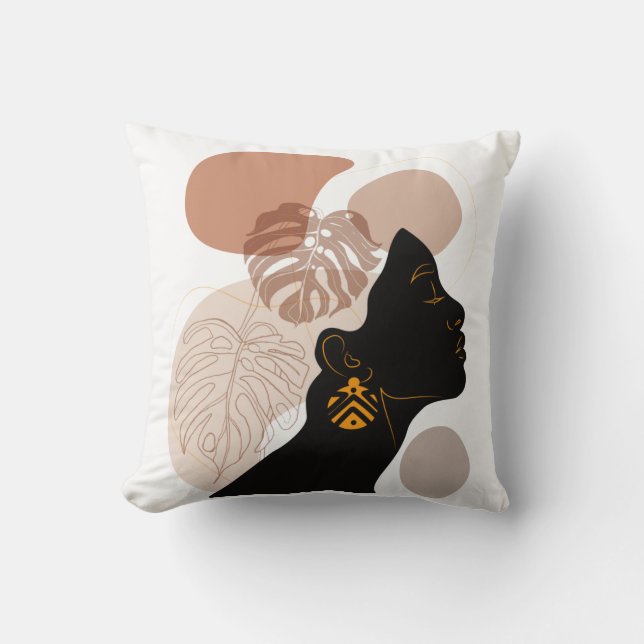 Cojín Decorativo Joven hermosa mujer afroamericana BLM (Anverso)