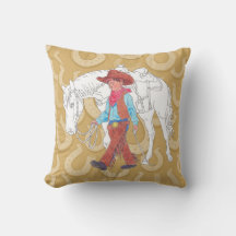 Cojín decorativo Joven Vaquero y Caballo