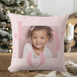 Cojín Decorativo JOY Blush Pink Modern Christmas | Personalized