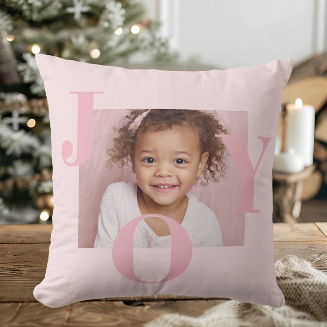 Cojín Decorativo JOY Blush Pink Modern Christmas | Personalized  (Subido por el creador)