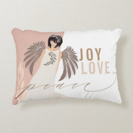 Cojín Decorativo Joy Love Peace Angel Dusty Rosa