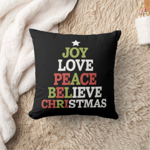 Cojín Decorativo Joy Love Peace Belibe Christmas Tree Family