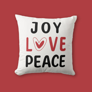 Cojín Decorativo Joy Love Peace Red Heart Inspirational