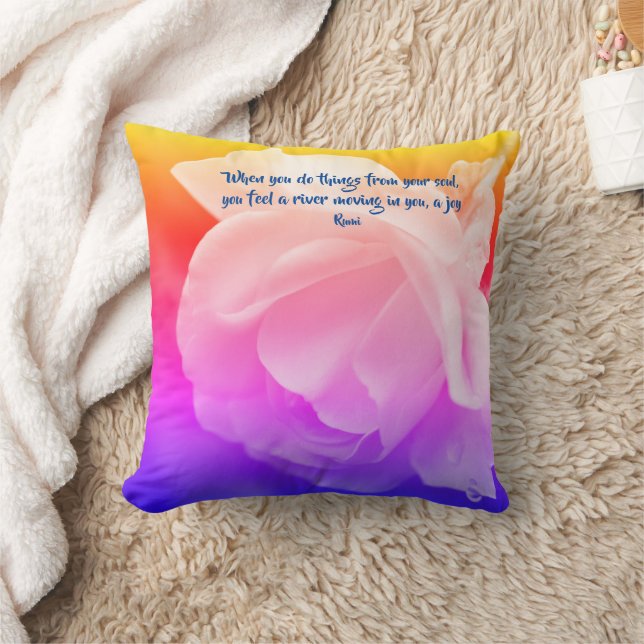 Cojín Decorativo Joy Of The Soul Rose Inspirational Rumi Quote  (Manta)