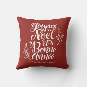 Cojín Decorativo Joyeux Noël et Bonne Année Guión moderno rojo