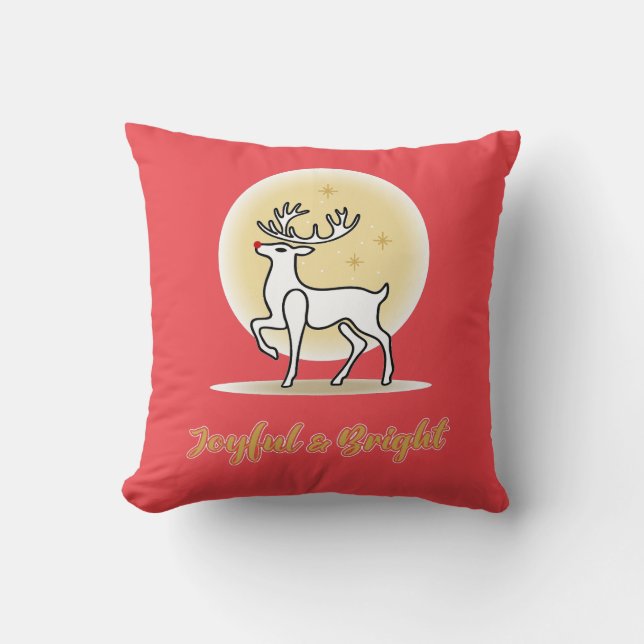 Cojín Decorativo Joyful & Bright Christmas Reindeer (Anverso)