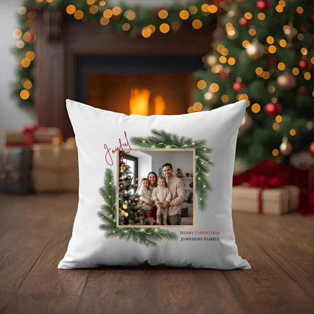 Cojín Decorativo Joyful Christmas Photo Frame Family Throw Pillow (Subido por el creador)
