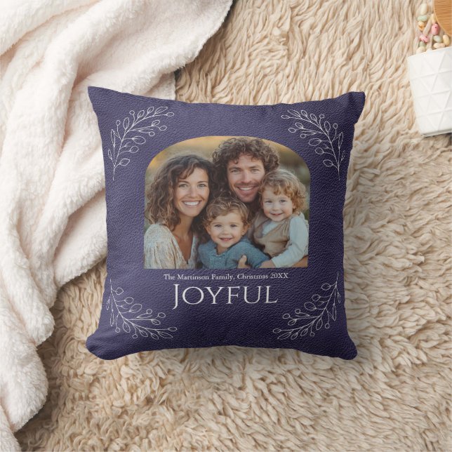 Cojín Decorativo Joyful Family Christmas Photo Elegant Blue  (Manta)