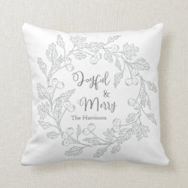 Cojín Decorativo Joyful Merry Winter Berries Wreath Navidades