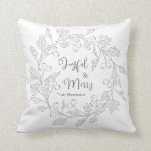 Cojín Decorativo Joyful Merry Winter Berries Wreath Navidades