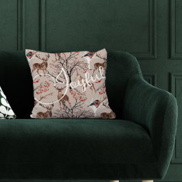 Cojín Decorativo Joyful Script Navidades de Animales Woodland