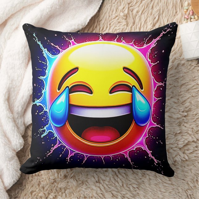 Cojín Decorativo Joyful Splash: Laughing Emoji Art (Manta)