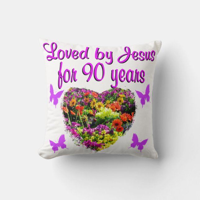 COJÍN DECORATIVO JOYOUS DE 90 AÑOS (Anverso)