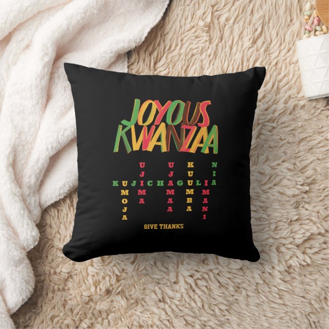 Cojín Decorativo Joyous KWANZAA Principios la cruz (Manta)