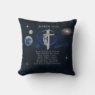 Cojín Decorativo Juan 3:16 cristiano 