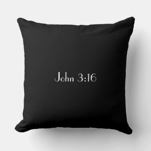 Cojín Decorativo Juan 3:16, Texto Blanco sobre Fondo Negro