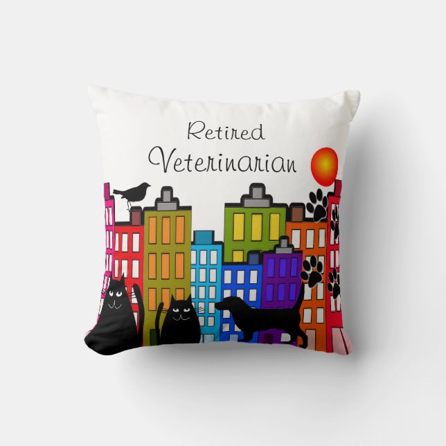 Cojín Decorativo Jubilación de Pillow Veterinaria Whimsical Animal  (Anverso)