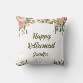 Cojín Decorativo Jubilación Feliz Floral Rosa Verde Bohemio Rústico