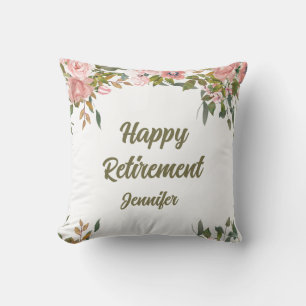 Cojín Decorativo Jubilación Feliz Floral Rosa Verde Bohemio Rústico
