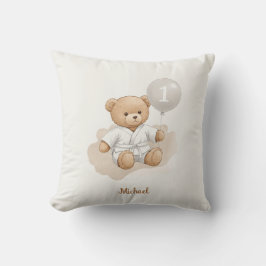Cojín Decorativo Judo Bear’s First Belt" – 1st Birthday White Belt
