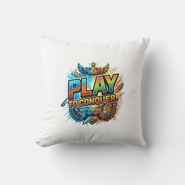 Cojín Decorativo Juega para Conquistar (Anverso)