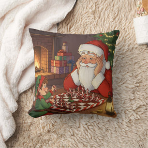 Cojín Decorativo Juego de ajedrez personalizado de Santa y duende N