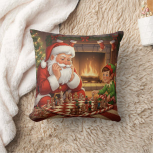 Cojín Decorativo Juego de ajedrez personalizado de Santa y duende N