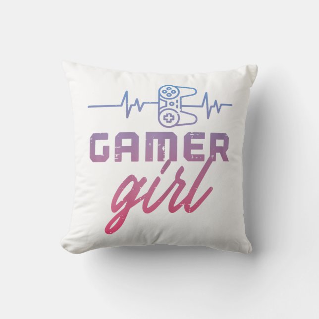Cojín Decorativo Juego de latidos de Chica de gamer (Anverso)
