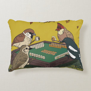 Cojín Decorativo Juego de pájaros jugando Mahjong