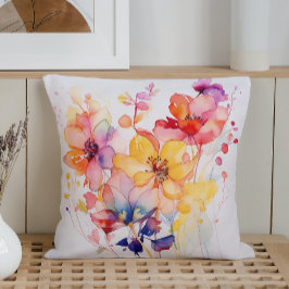 Cojín Decorativo Juego de Pétalos Abstractos con Acuarela