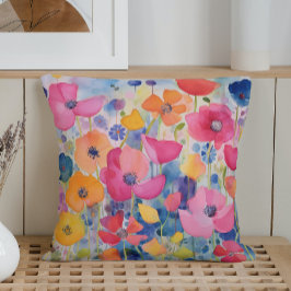 Cojín Decorativo Juego de Pétalos Abstractos con Acuarela