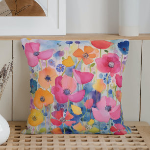 Cojín Decorativo Juego de Pétalos Abstractos con Acuarela