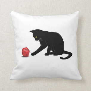 Cojín Decorativo Juego de rol de juego de dados rodados de gato