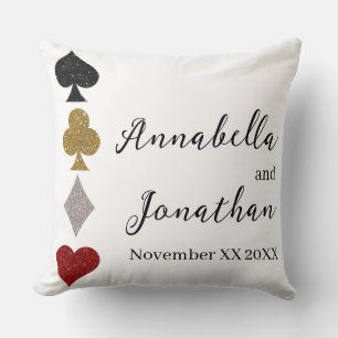 Cojín Decorativo Juego de tarjetas de purpurina Boda Casino Las Veg