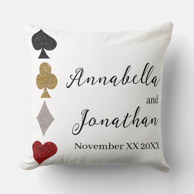 Cojín Decorativo Juego de tarjetas de purpurina Boda Casino Las Veg (Anverso)