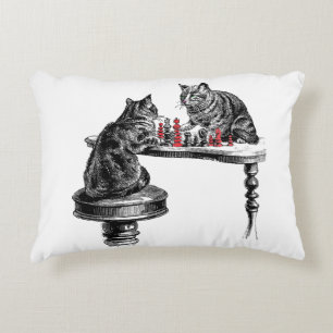 Cojín Decorativo Juegos de Mesa Dos Gatos jugando Ajedrez Partido R