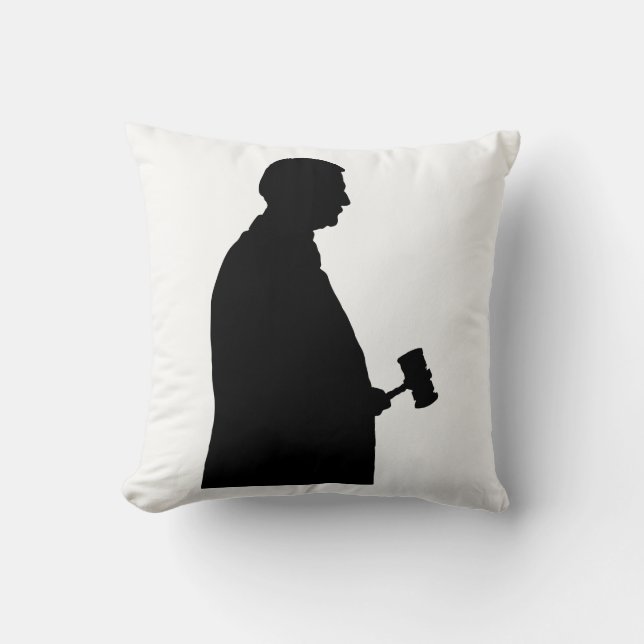 Cojín Decorativo Juez con Gavel Silhouette (Anverso)