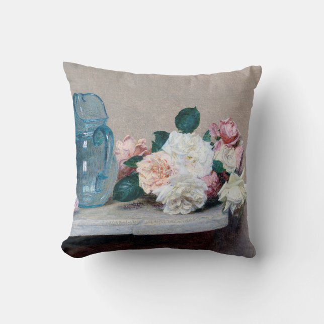 Cojín Decorativo Jug de Rosa y vidrio, Henri Fantin-Latour (Anverso)