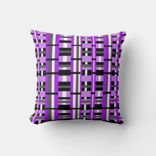 Cojín Decorativo Jugado en morado, negro y gris