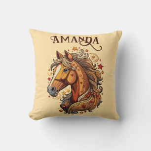 Cojín Decorativo Jugador caballo Personalizado marrón y amarillo