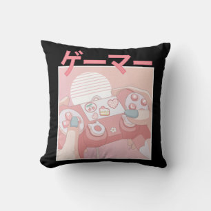 Cojín Decorativo Jugador Chica Anime Kawaii Juego Cuto de Videojueg